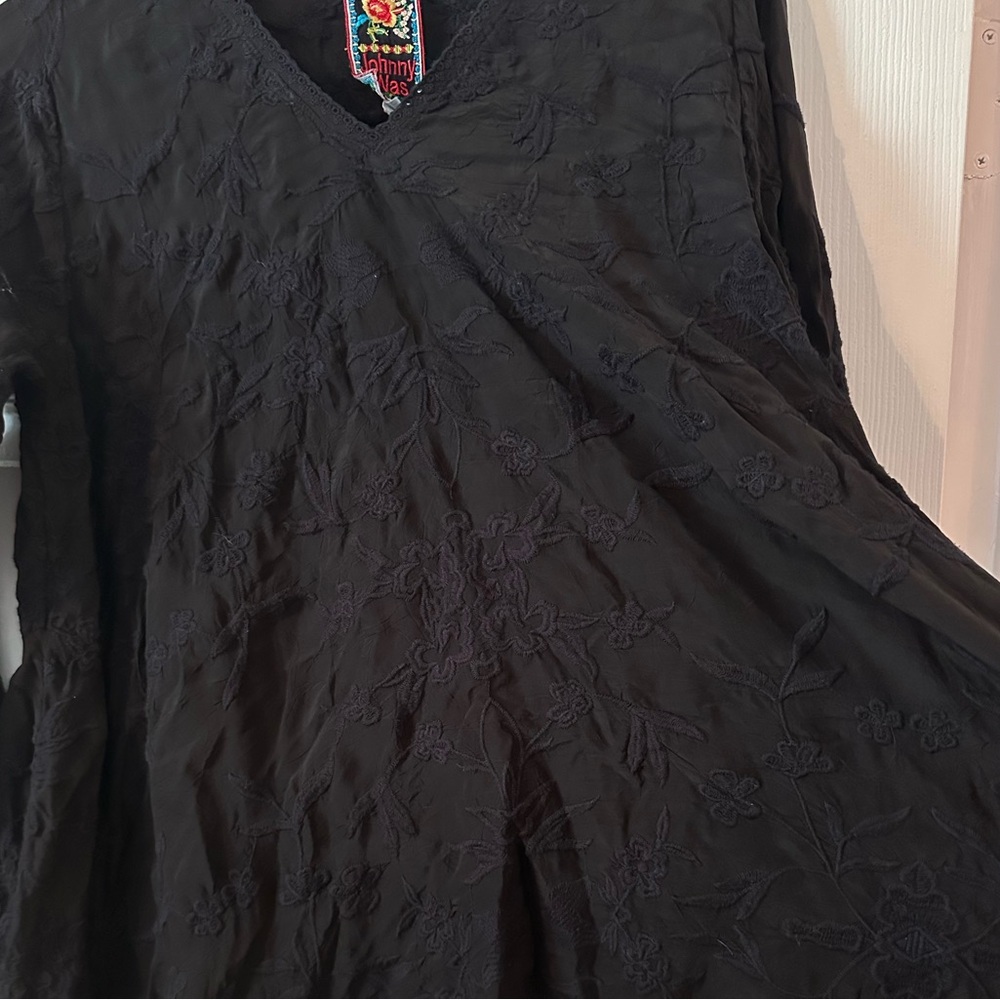 Johnny Was black long sleeve tunic - Picture 2 of 3
